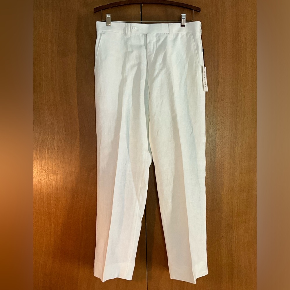 White Linen Fully Lined Pants